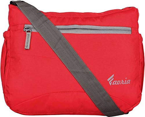 FavriaPolyester Water Resistant Sling Bag For Men Cross Body Travel Office Business Messenger one Side Shoulder Bag for Men and Women - (Red)