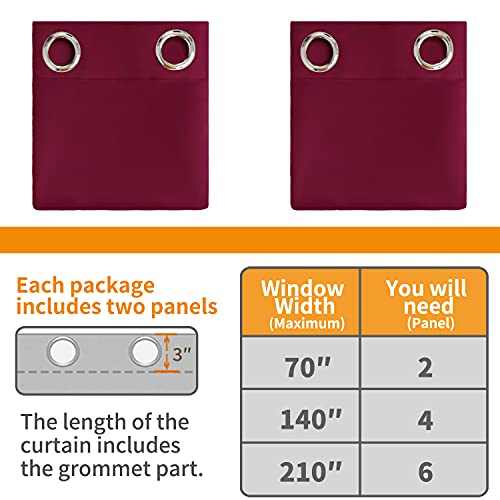 Image of YoungsTex Burgundy Blackout Curtains for Living Room 72 Inch Length - Thermal Insulated with Grommet Room Darkening Drapes for Bedroom Dining Light Blocking, 2 Panels, 52 x 72 Inch