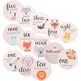 BUTIFULSIC Juego de Tarjetas Mensuales para Ñiño Recién Nacido de Material Sintético, Accesorio Redondo para Fotografía y Shower, para Registrar el Crecimiento y Momentos Obsequios