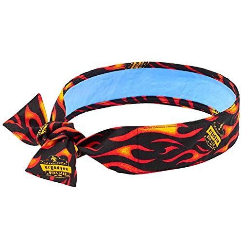 Image of Ergodyne Chill Its 6700CT Cooling Bandana, Lined with Evaporative PVA Material for Fast Cooling Relief, Tie for Adjustable Fit, Flames