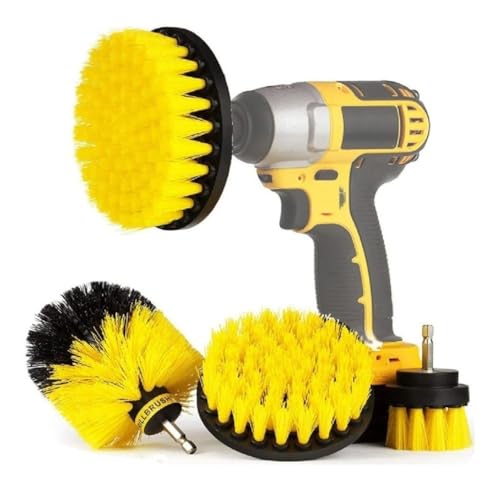 Kit 3 Escovas de Limpeza para Parafusadeira Furadeira Acessorio Multiuso Automotivo Estofado Cozinha Banheiro Piso Eletrodomesticos