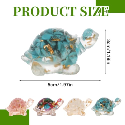 Figuras de tortuga de cristal hechas a mano, set de 4 piezas miniatura 2