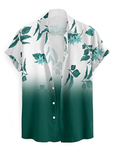 Image of LAMBOO Men Solid Fashion Lycra Printed Flower Print Slim Fir Spread Collar Casual Shirt