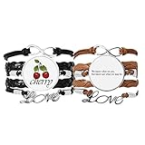 Material: – Pulsera: piel negra de alta calidad y duradera; – Dijes: metal