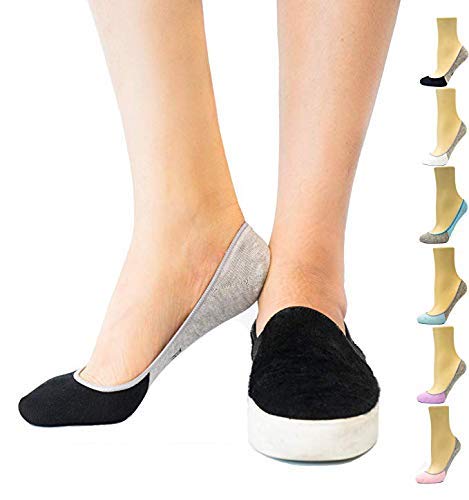 Thirty48 Women’s Premium No Show Socks with Non Slip Grip(One Size (6-9), Black