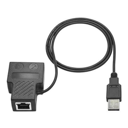 Aurorapath RJ45 Ethernet Network Splitter, 1 in 2 Out Dual Female Network Splitter with USB Power Cord, 100Mbps Input, 2 Ports can Output Simultaneously, for Cat5 Cables.