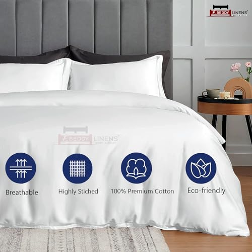 Ebeddy Linens DUVETSET_205 800 Thread Count Ultra Silky Soft Egyptian Cotton Oversized King 120X98 Size 3-Pieces Duvet Cover Hidden Zipper Closer & Corner Ties Durable And Fade Resistant White Solid thumb #1