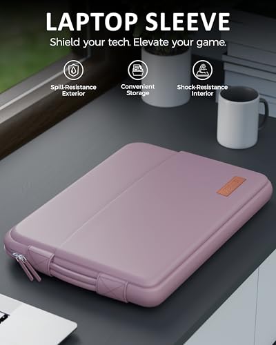 Image of FEDUS ORO Premium Vegan Leather Laptop Sleeve Bag Case 14.0 inch, Shockproof Office Laptop Cover Pouch Carrying Bag with Accessory Pocket & Handle for MacBook, HP, Dell, Lenovo, Asus for Men & Women