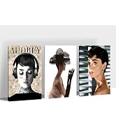 3 Panels Audrey Hepburn Wall Art Framed - Audrey Hepburn Poster Framed Wall Decor, Vogue Wall Art...