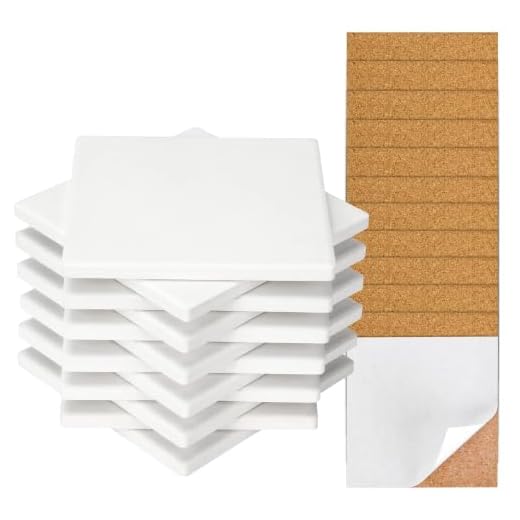 Ceramic Tile for Crafts Coasters,12 Pack White Ceramic Tiles Unglazed 4x4 with Cork Backing Pads, Use with Alcohol Ink or Acrylic Pouring,DIY Make Own Coasters, Mosaics, Painting Projects, Decoupage