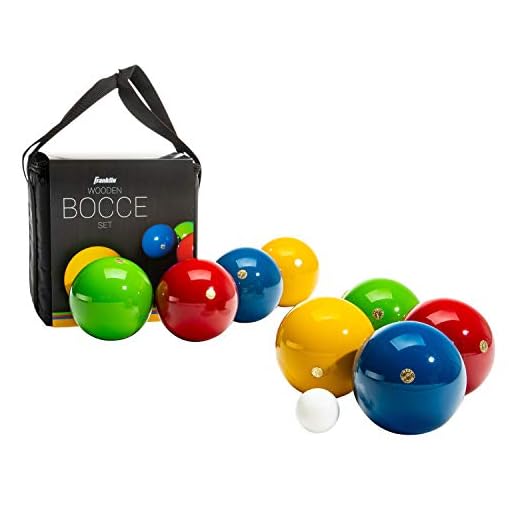 Franklin Sports 100mm Bocce Ball Set — 8 Wooden Bocce Balls and 1 Pallino — Beach, Backyard Lawn or Outdoor Party Game - Made in Italy