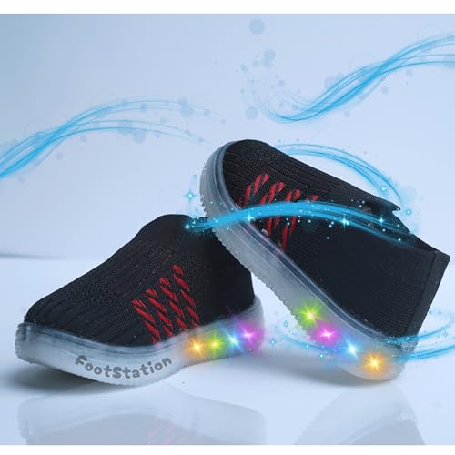 Image of Jugnu Toddler Boy's & Girl's LED Light-Up Shoes | Breathable Mesh First Walking Shoes with Soft Cushioned Insole & Stretchable Slipon Shoe for Infants & Kids (Age 18 Months to 5 Years)