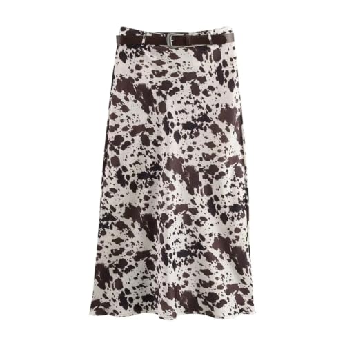 Jupe léopard midi pour femme avec ceinture chic et élégante
