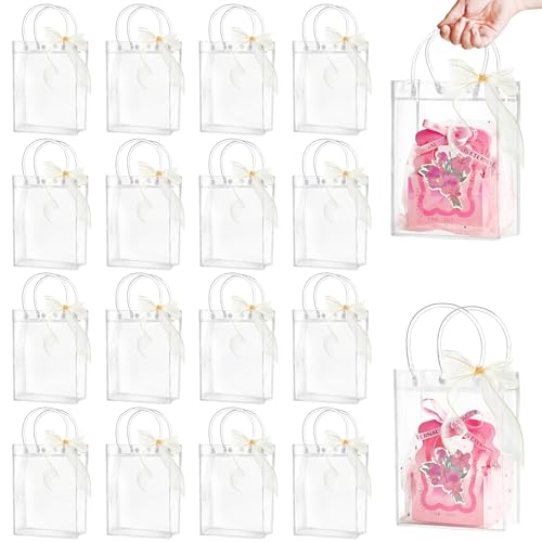 Ohuimrt Clear Plastic Gift Bags with Handles 24 PCS