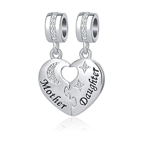 NanMuc Mother and Daughter Puzzle Heart Love Dangle Charms for Pandora Bracelet Cover
