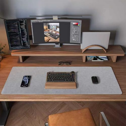 Image of DawnTrees Grey Felt Desk Pad, Extra Large Keyboard Mat, Mouse Pad, Grey Computer XL Desk Pad, Office Felt Pad Mat (Light Gray)