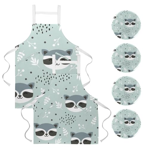 Tablier de serveuse raton laveur idéal pour la pâtisserie et le nettoyage