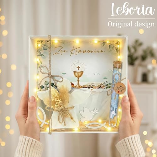 Kommunion Geschenke für Mädchen Junge, Geldgeschenk Kommunion Verpackung Geschenkbox mit LED Lichterkette Reagenzglas, Erstkommunion Deko Erstkommunion Geschenke Mädchen Junge