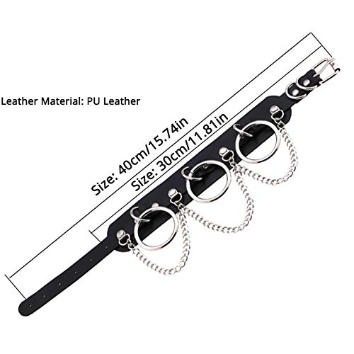 Circle Choker Necklace Pu Leather Goth Choker Collar with Black Studded Punk Rock Rivet Collar2