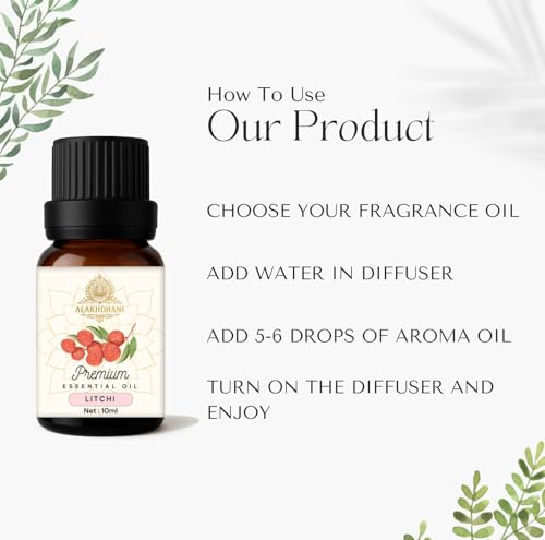 Image of Aroma Diffuser Oil Combo of 6 x 10ml - 60ml | Litchi, Pineapple, Lavender, Cool Cat, Rose, Sandal | Toxin-Free | for Diffuser, DIY, Aroma Use | Pack of 6