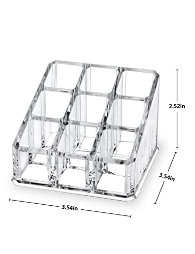 Mosiker Clear Acrylic Lipstick Organizer,Lip Gloss Holder,Cosmetic Display Case,Small Makeup Storage,9 Compartments #TOP1