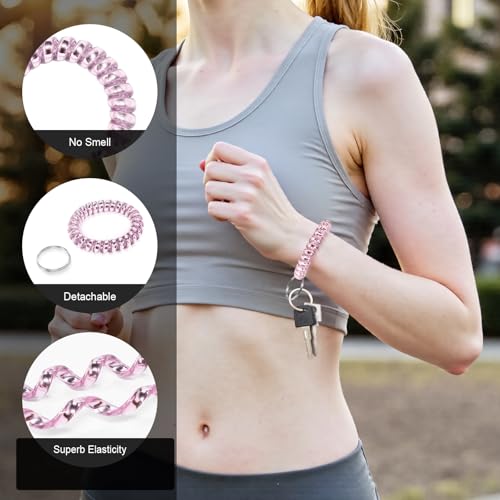 Image of TENOC Spiral Coil Keychain, Anti-lost Key Chain Holder Lanyard Cord for Sauna Outdoor Sports and Gym Pool