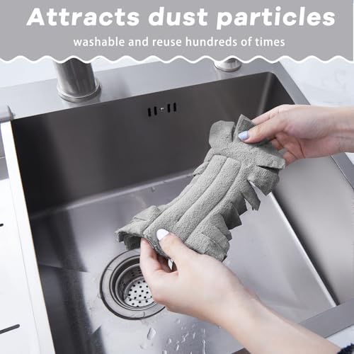 Image of Zubebe 6 Pcs Reusable Duster Refills Fleece,Grey | Soft Polyester Fiber Flat Duster Refill Multi Surface Washable Cleaning Pad Tools for Home, Blinds, Car, Pet, Furniture, Fans