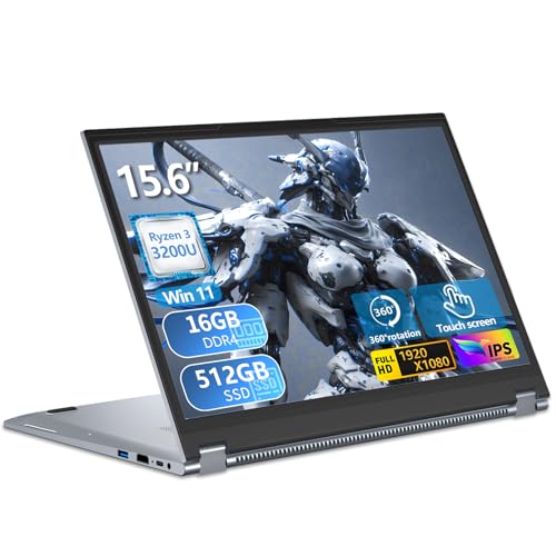 YUNMIGGO Laptop 15.6 Inch, Laptop Ryzen 3 3200U CPU (16GB RAM+512...