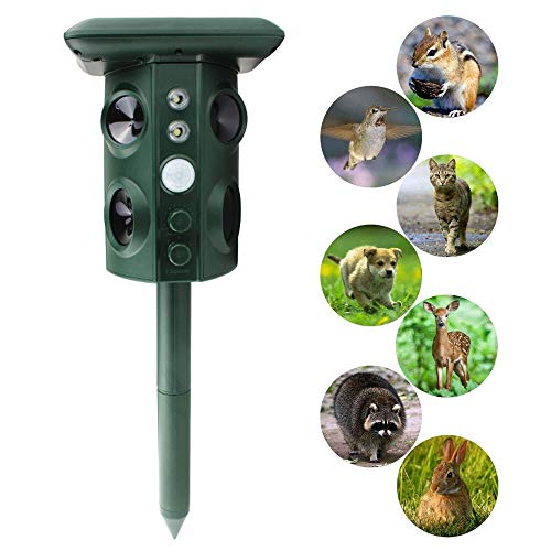 Preisvergleich Produktbild Galapara Katzenschreck Ultraschall Solar,Ultraschall Solar Tiervertreiber Vier Lautsprecher Mechanische Welle Frequenz Schrecken LED PIR Bewegung Halterung