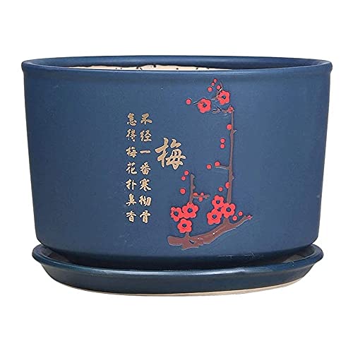 Pot de fleurs en céramique extra gros YRYRYW avec plateau style chinois