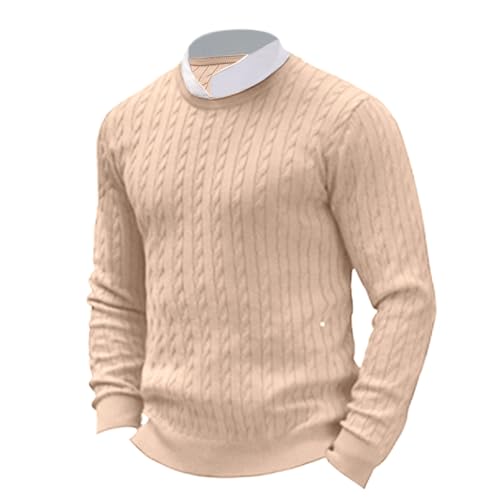 Fxbar Men's Knit Sweater Men's Crewneck Knit Sweater Slim Fit Lightweight Dress Sweater Casual Twist Patterned Cable Knitted Pullover