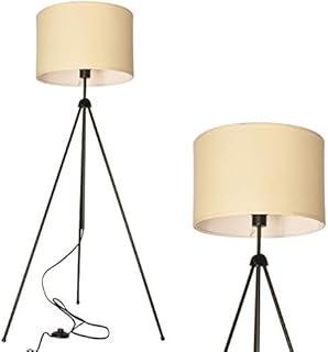 Modern LED Tripod Floor Lamps for Living Room, Bedroom, Mid Century Standing Design Light with Metal Legs, Adjustable Contemporary Tall Lamp for Office, Kids Room-White Shade