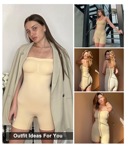 Image of SHAPERX Strapless Shortie Bodysuit for Women Tummy Control Shapewear Seamless Sculpt Body Shaper with Removable Straps
