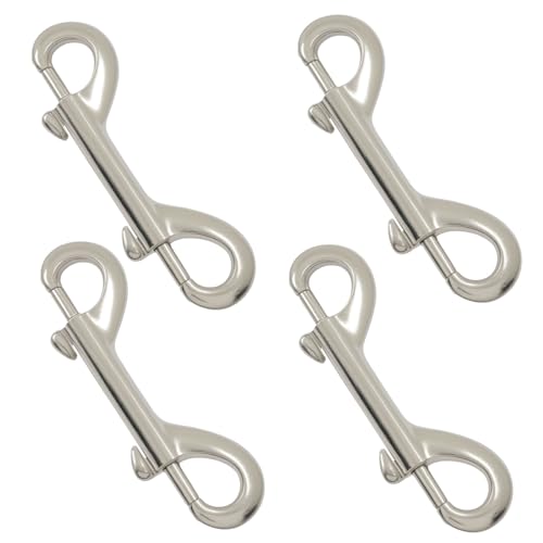 OSVJE 4 PCS Double Ended Snaps 3.5 Inch Zinc Alloy Trigger Metal Clip Snap Hooks Heavy Duty Hooks for Pet Dog Leash/Water Bucket Hooks/Key Holder/CarabinerSilver