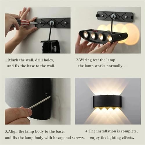 Lámpara de pared LED exterior e interior de 2W impermeable para terraza y dormitorio 4