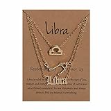 Snowpra 12 Constellation Pendant Necklace Astrology Gold Tone Chain with Message Card