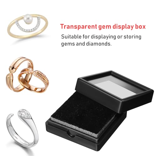 Boîtes à bijoux transparentes YARNOW, rangement compact avec éponge pour pierres - 4