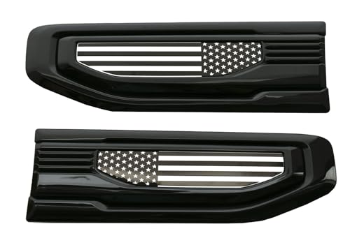 Image of Pair New Custom USA Flag 5.3L 6.2L V8 Side Vent Emblems Kit 3D Car Badge Compatible with 2019-2026 GMC Sierra GM 85160715 86532094 (USA Flag-Black White)