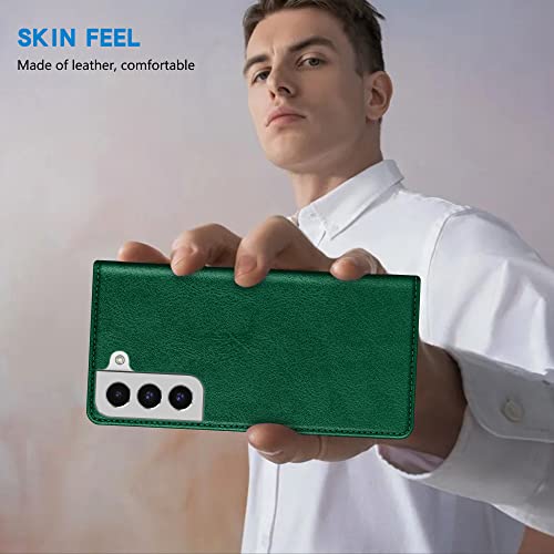 Image of ZZXX for Samsung Galaxy S22 Plus Wallet Case with [RFID Blocking] Card Slot Stand Strong Magnetic Leather Flip Fold Protective Phone Case for Samsung Galaxy S22 Plus Case Wallet(Green-6.6 inch)