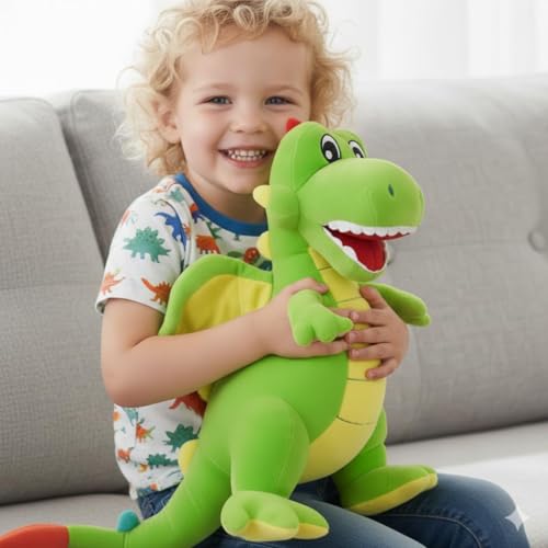 Image of Plush Stuffed Animal Toy | Ultra Soft and Cuddly Teddy for Kids and Adults | Cute Hugging Doll for Gifting, and Bedroom Decor (Green Dragon)