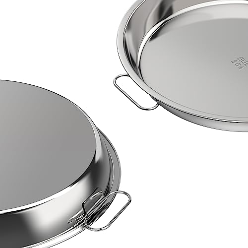 Image of SafBbcue 13 inch BBQ Smoking Drip Pan for Big Green Egg Grilling Accessory, Also for Kettle Charcoal Grills Pizza Cake Baking Tray, for Gourmet BBQ System Accessory, Stainless Steel Round