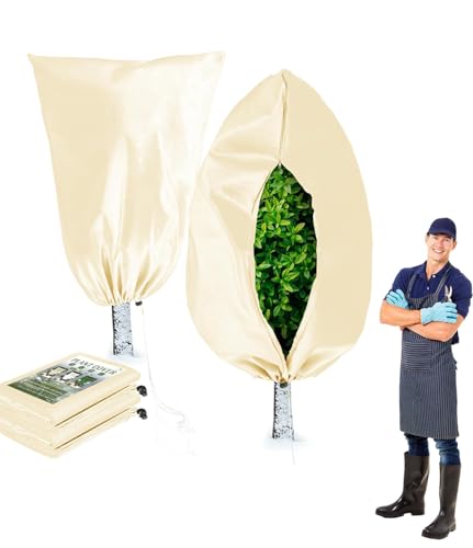 Vexran 2PCS Funda para Plantas de Invierno,Protección de Plantas de Invierno,Capucha Protectora Antiheladas con cordón Cremallera para Todo Tipo de Árboles Plantas(120 x 80 cm)