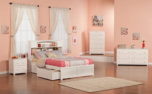 Afi Newport Full Platform Bed With Flat Panel Footboard And Turbo Charger With Urban Bed Drawers In White #TOP3