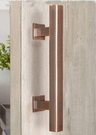 Suya 12 Inch Sliding Barn Door Handle Heavy Duty Pull And Flush Handle Set Large Rustic Two Side Design Fits For Kitchen Gate Sheds Garage,Antique Copper Finish #TOP5