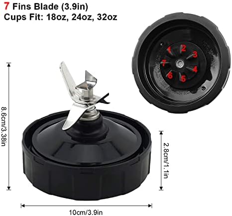for Blender Blade Replacement 7 Fins for Ninja Pro Extractor Blade Compatible with Nutri Ninja Auto iQ CT680 BL456 BL480 BL482 30 BL492 BL494 with Silicone Rubber Gaskets Seal Ring Mixer Attachment