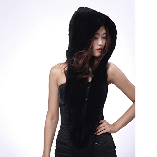 Bufanda de conejo Rex caliente para cuello y gorro térmico integrado 4