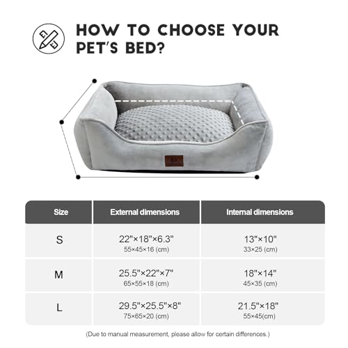 Snocyo Hundebett Kleine Hunde, Katzenbett Flauschig und Kuschelig, Waschbar und Super Weiches Hundesofa Hundekissen, Gepolstert Hundematte, Grau, 55×45×16cm
