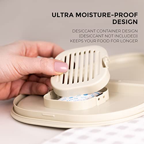 Zuutii Rice Storage Container,Food Container, Dry Food Storage, Pet Food Dispenser, 6.9Qt Large Storage Bin With Lid,Silicone Ring & Moisture Proof,For Grain Cereal Soybean Corn,Light Cream #TOP5