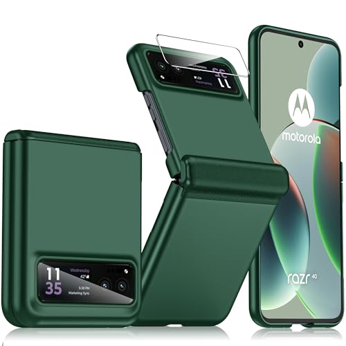 BSNRM for Motorola Razr 2023 Case, Built-in Screen Protector & Hinge Protection & Ultra Thin Matte PC Shockproof Phone Cover Smartphone Case for Moto Razr 2023 (Green)
