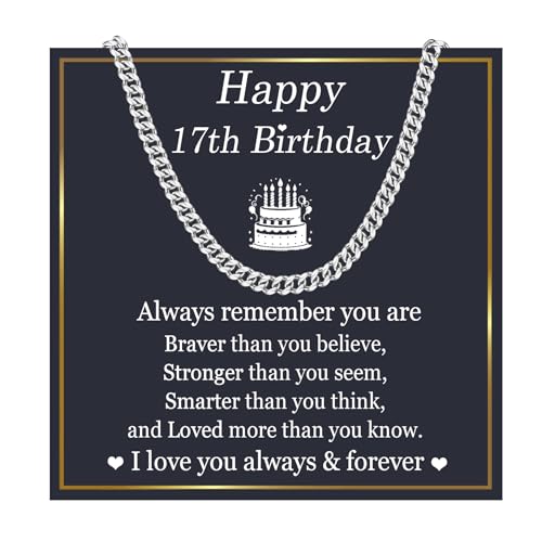 EPIRORA 17th Birthday Gifts for Boys, Cuban Chain Necklace Happy Birthday Gifts for 17 Year Old Boys Son Grandson Nephew Brother Teenager